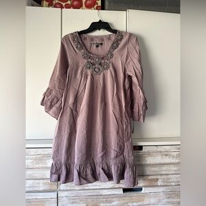 🌸 Love Stitch Boho Embroidered Tunic Dress Size L